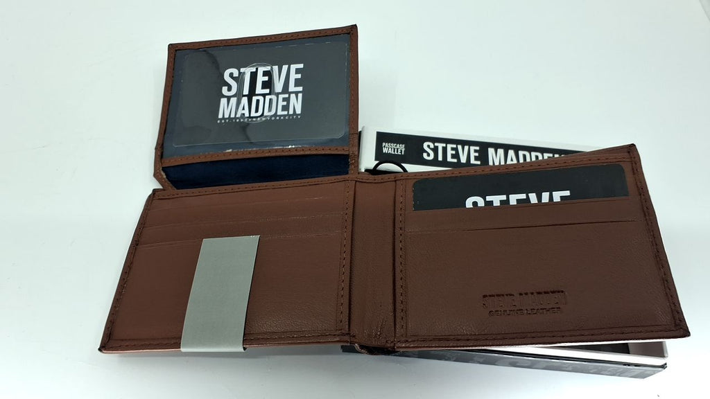 Men's Leather Wallet Extra Capacity, Cognac, Slim Design, One Size