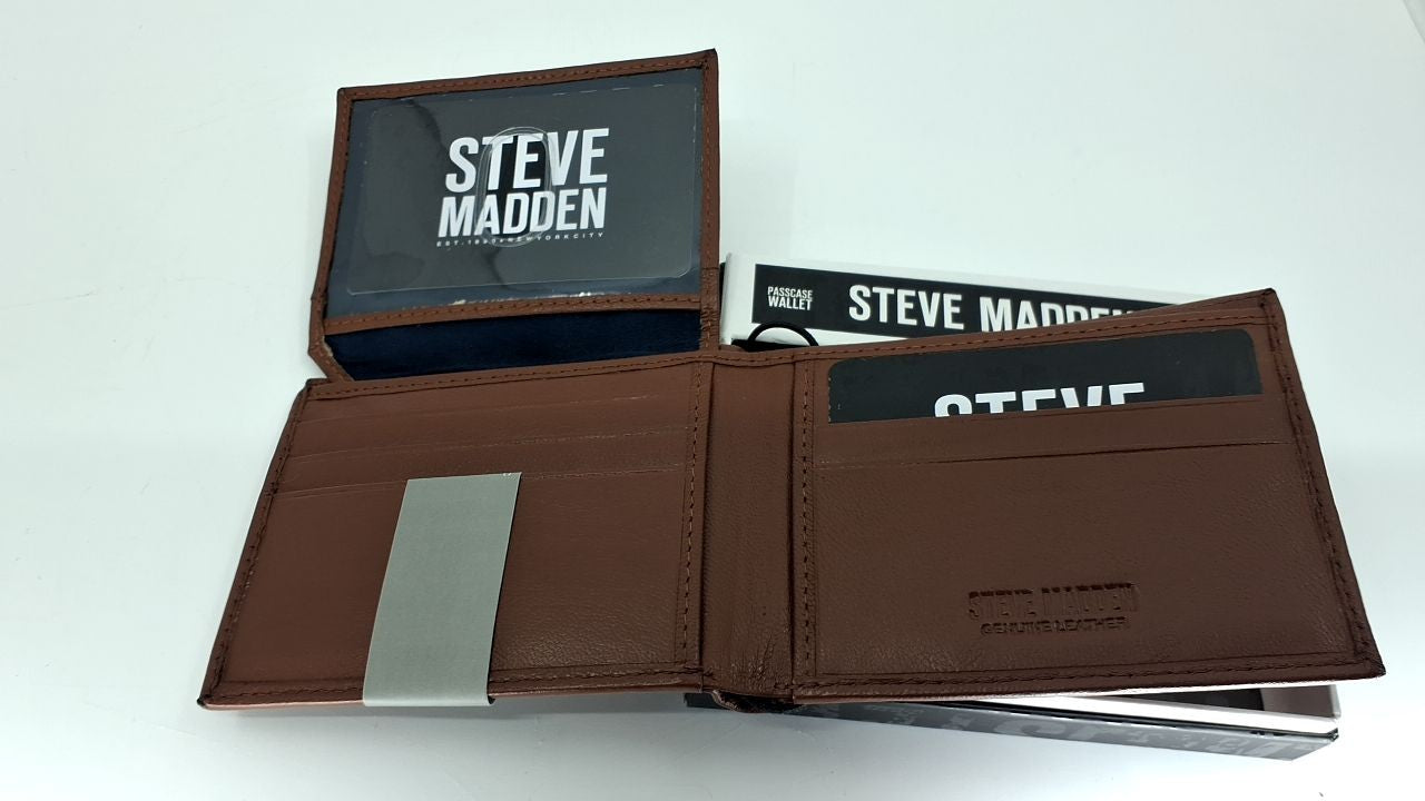 Men's Leather Wallet Extra Capacity, Cognac, Slim Design, One Size