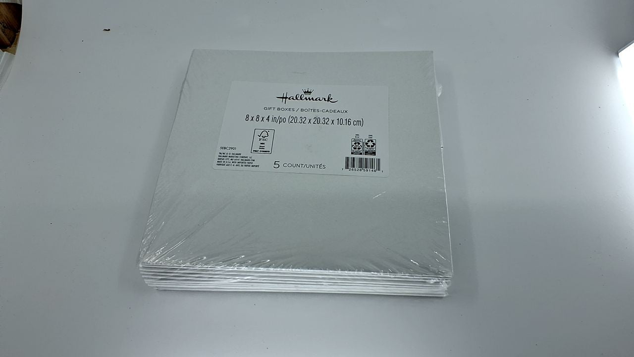 5-Pack 8" White Gift Boxes w/ Lids for Christmas & Birthdays