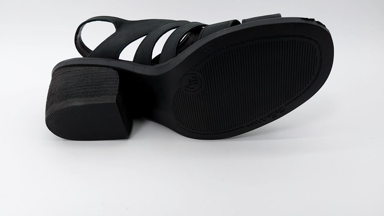 Bella Vita Women's Rhodes Heeled Sandal, Black, 9.5 Wide