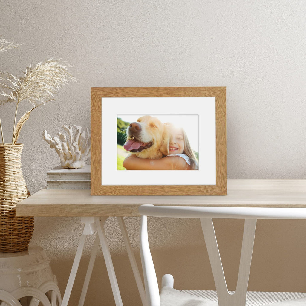 8x10 Dark Oak Picture Frame w/ Shatter-Resistant Glass - 5x7 Mat Option