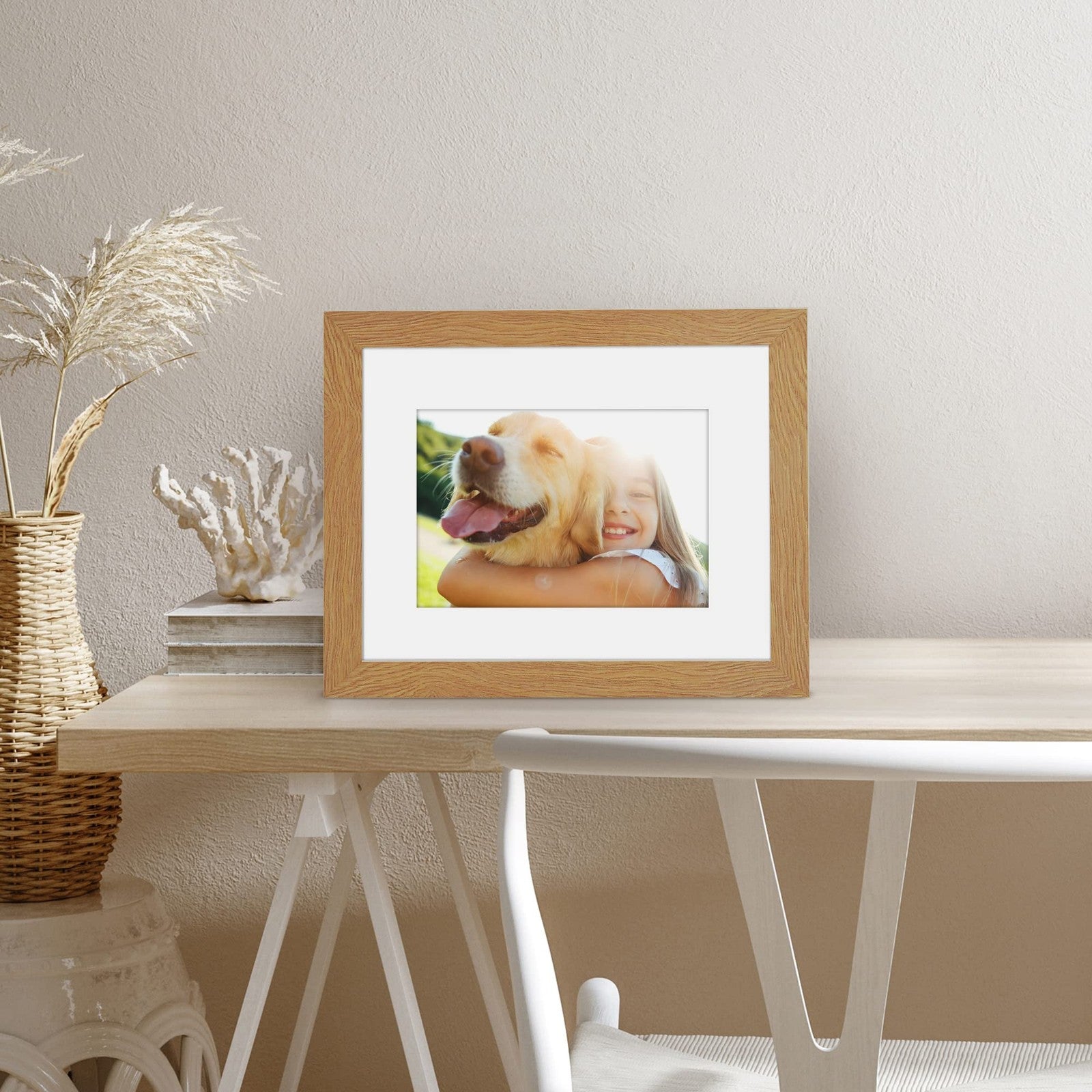 8x10 Dark Oak Picture Frame w/ Shatter-Resistant Glass - 5x7 Mat Option