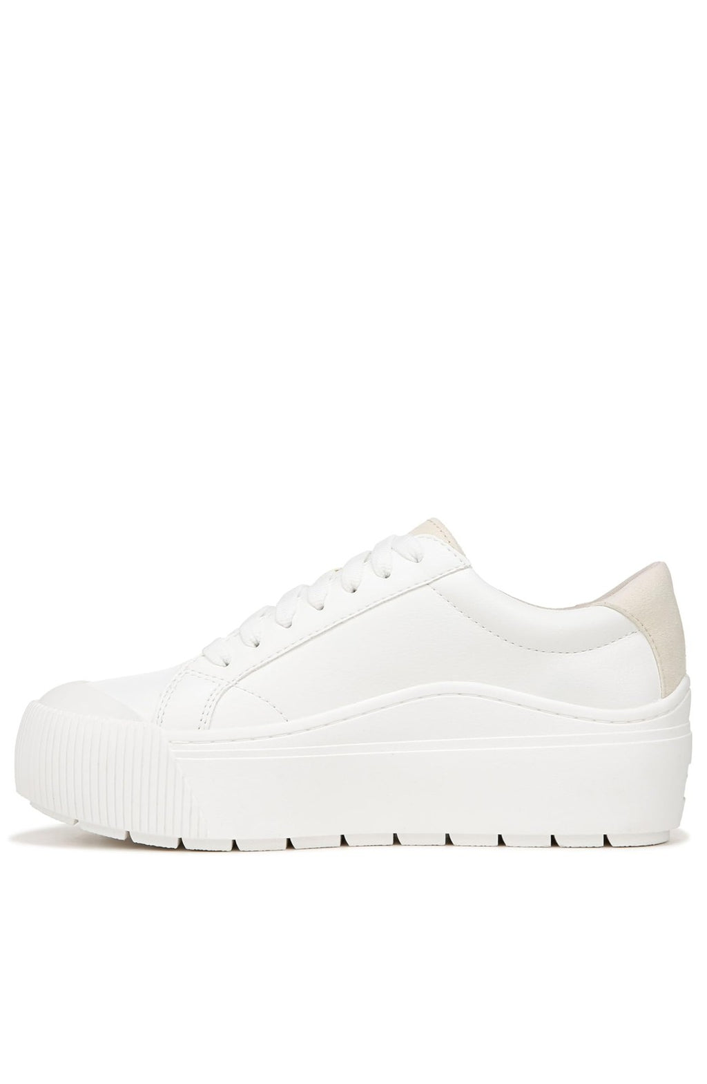 Dr Scholls Womens White Smooth Platform Lace Up Time Off Max Sneaker, 10M