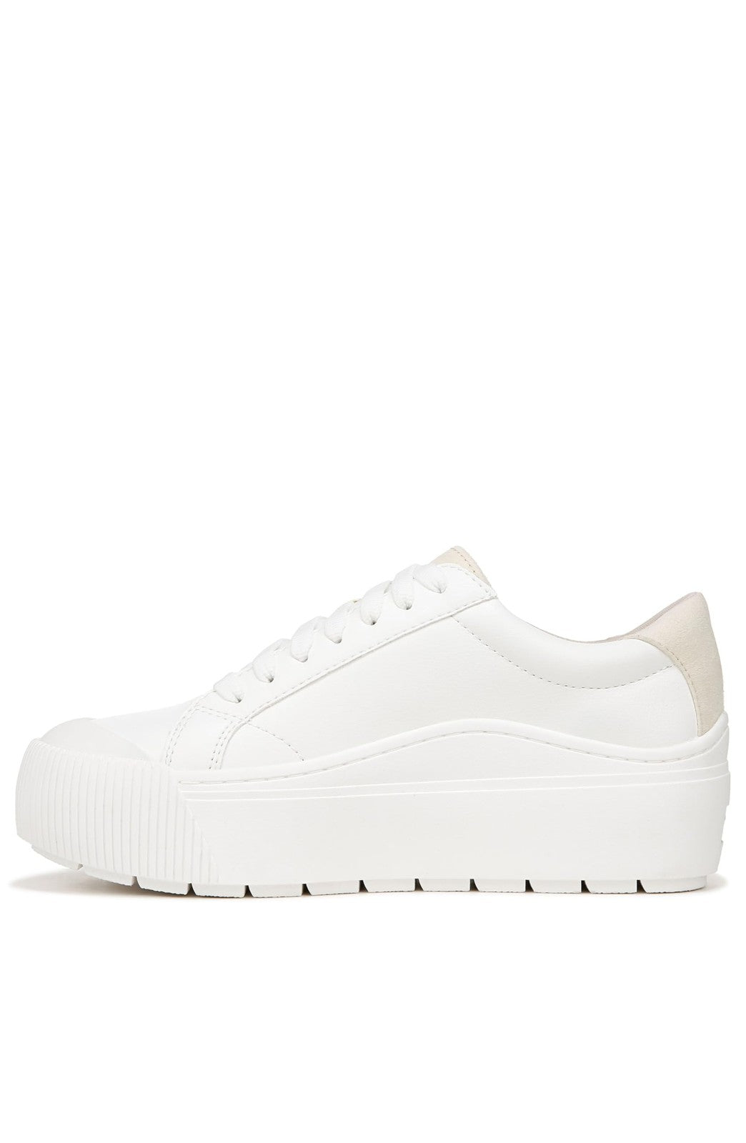 Dr Scholls Womens White Smooth Platform Lace Up Time Off Max Sneaker, 10M