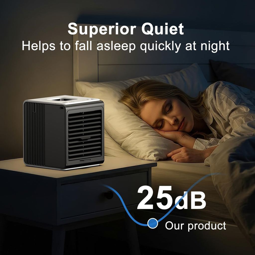 BIESQYA Portable Air Cooler, Black, 3 Speed USB Fan for Home & Office