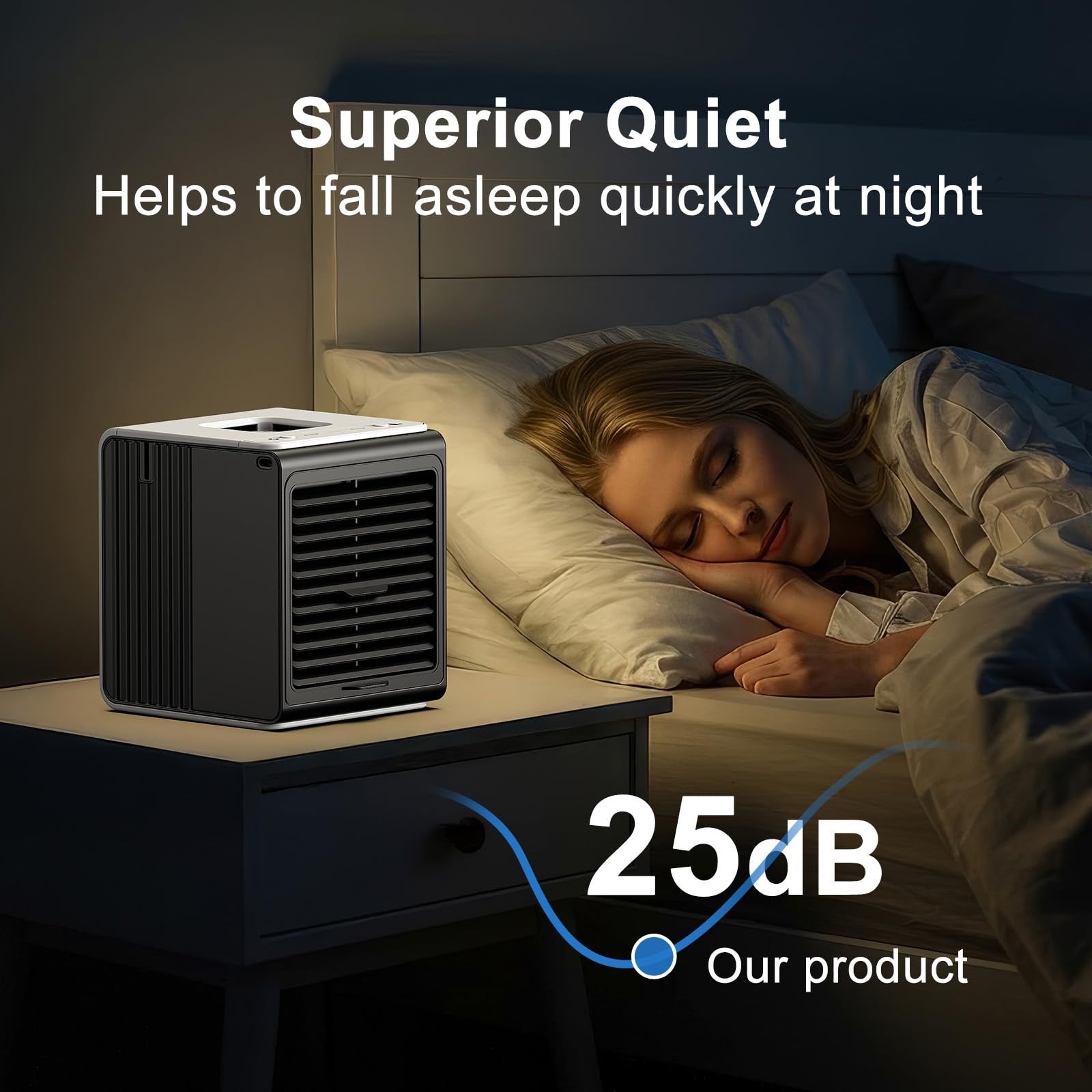 BIESQYA Portable Air Cooler, Black, 3 Speed USB Fan for Home & Office