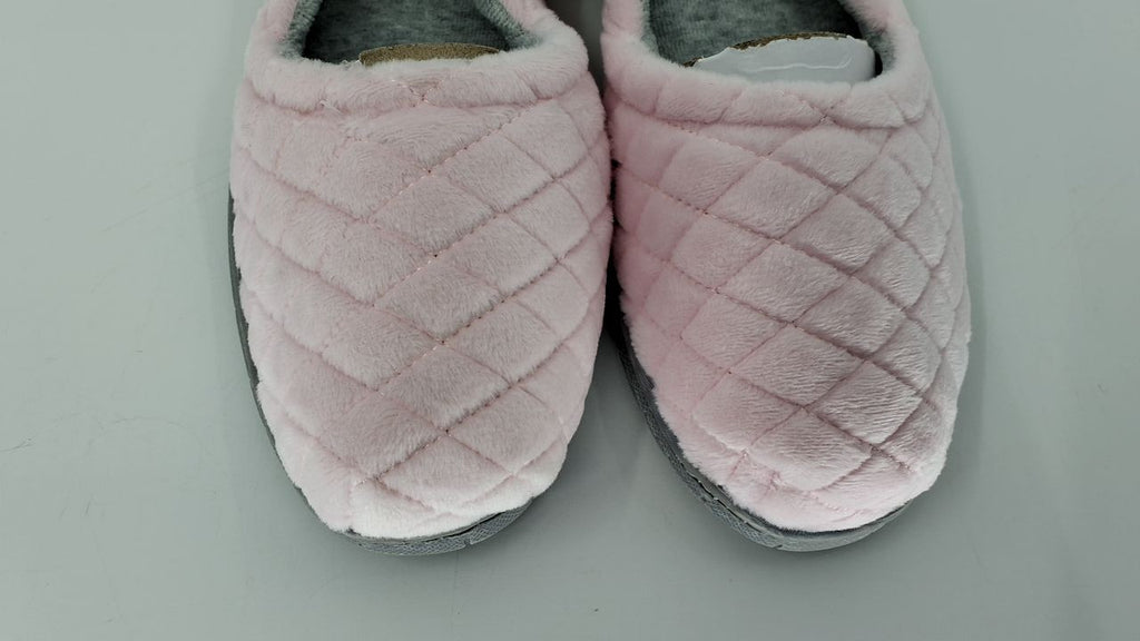 Katie Velour Slippers w/ Memory Foam & Rubber Sole, Fresh Pink, 9-10 US