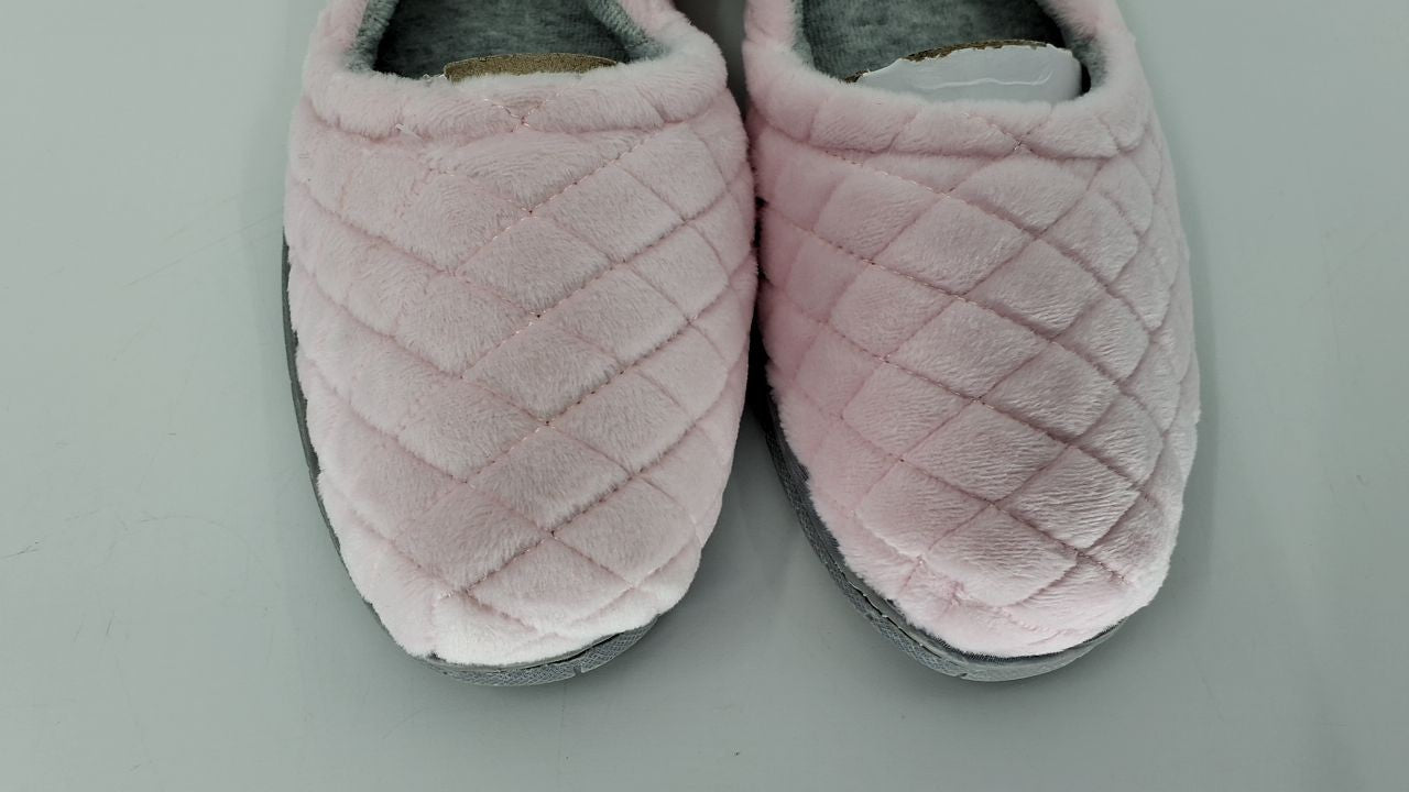 Katie Velour Slippers w/ Memory Foam & Rubber Sole, Fresh Pink, 9-10 US