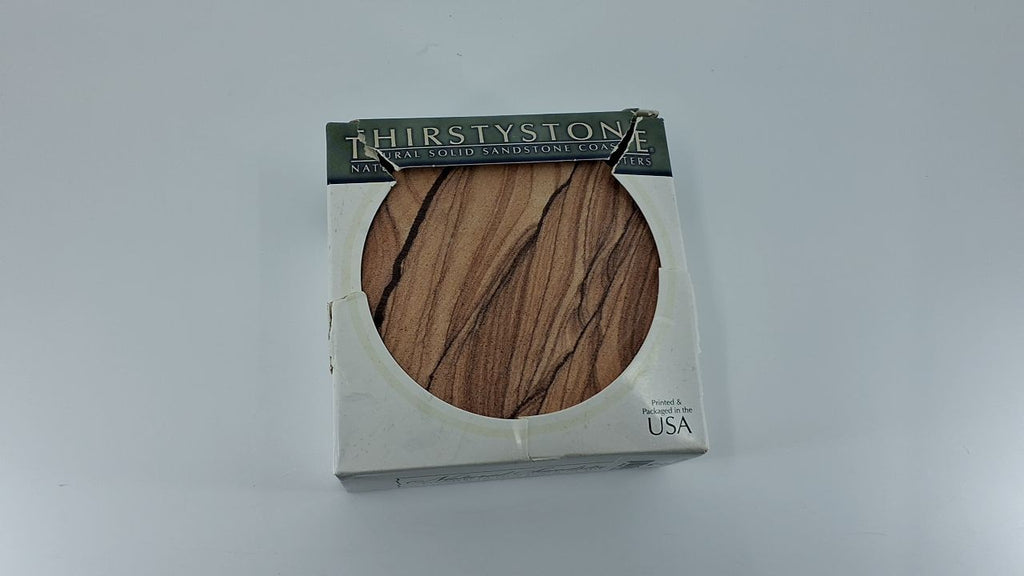4 Pack Cinnabar Sandstone Coasters, Unique Patterns, 4.25 in