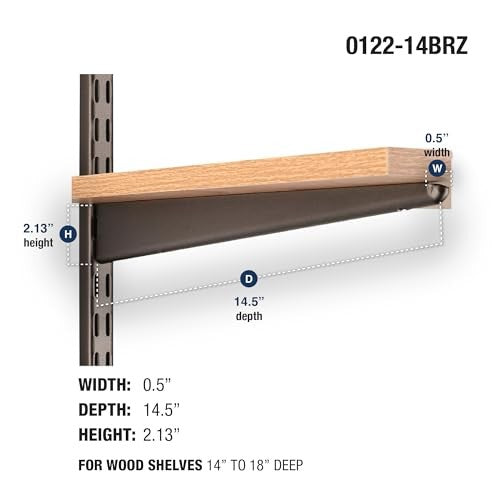 Knape & Vogt 14 In Dual Trak Wood Shelf Bracket Bronze 0122-14BRZ