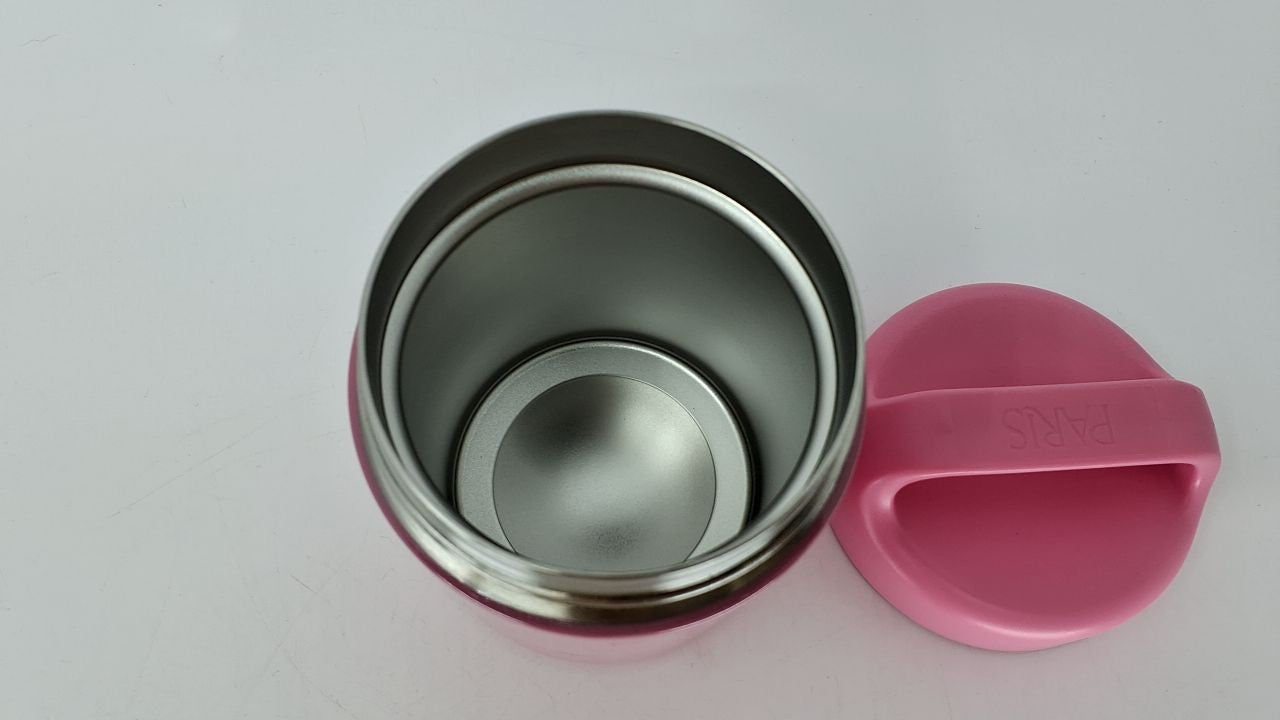 Insulated 12-Ounce Food Jar Pink Hearts, Double Wall Stainless Steel