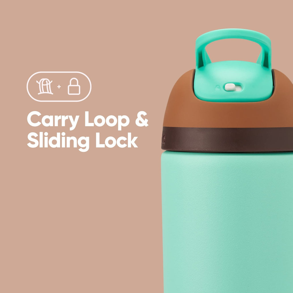 Owala 14oz Kids Flip Water Bottle w/ Straw & Locking Lid, Brown/Teal