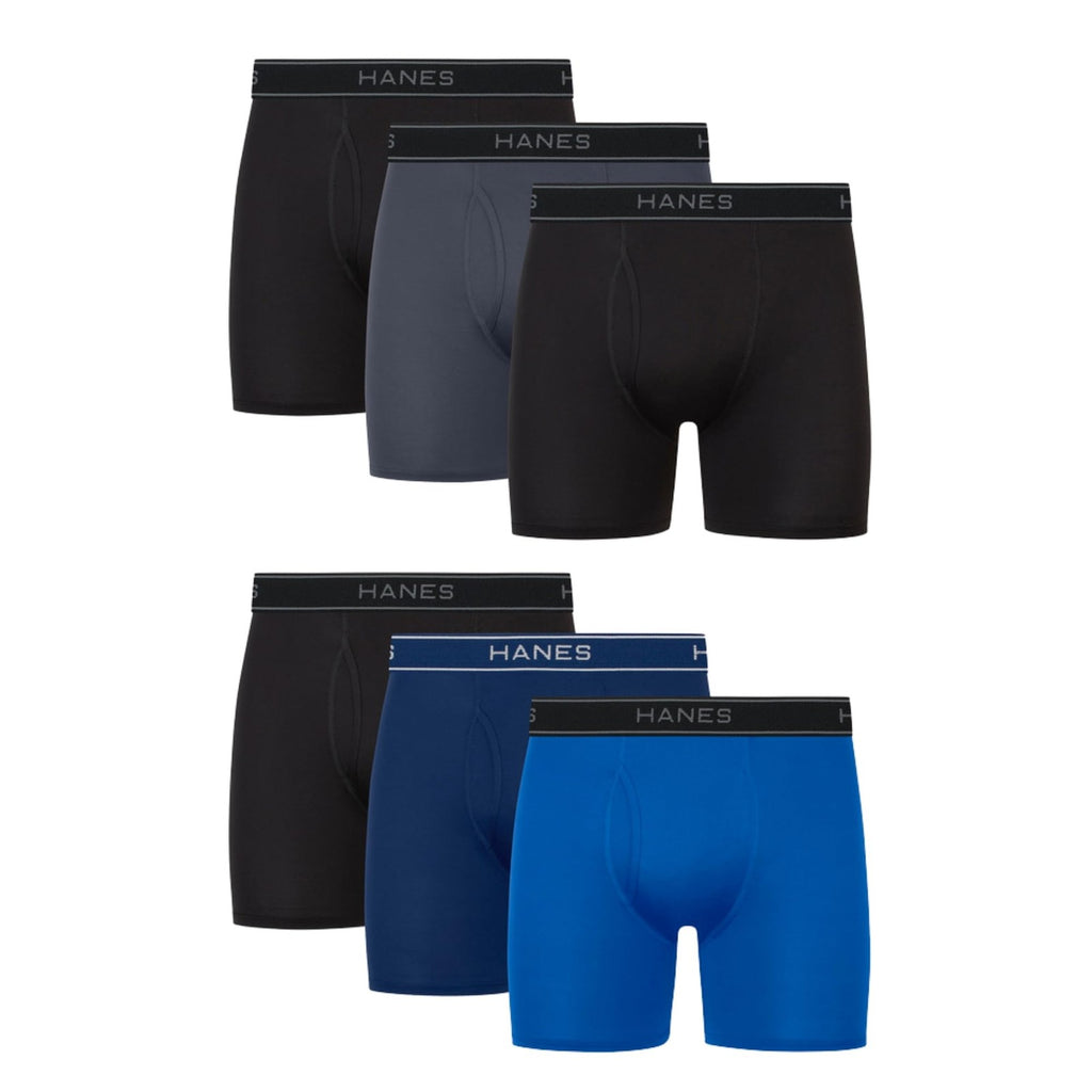 Men's Performance Stretch Boxer Briefs 6-Pack, Moisture-Wicking, Large