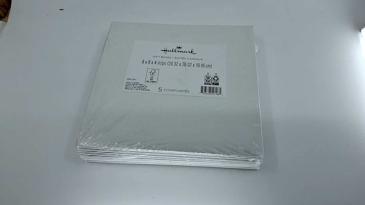 5-Pack 8" White Gift Boxes w/ Lids for Christmas & Birthdays