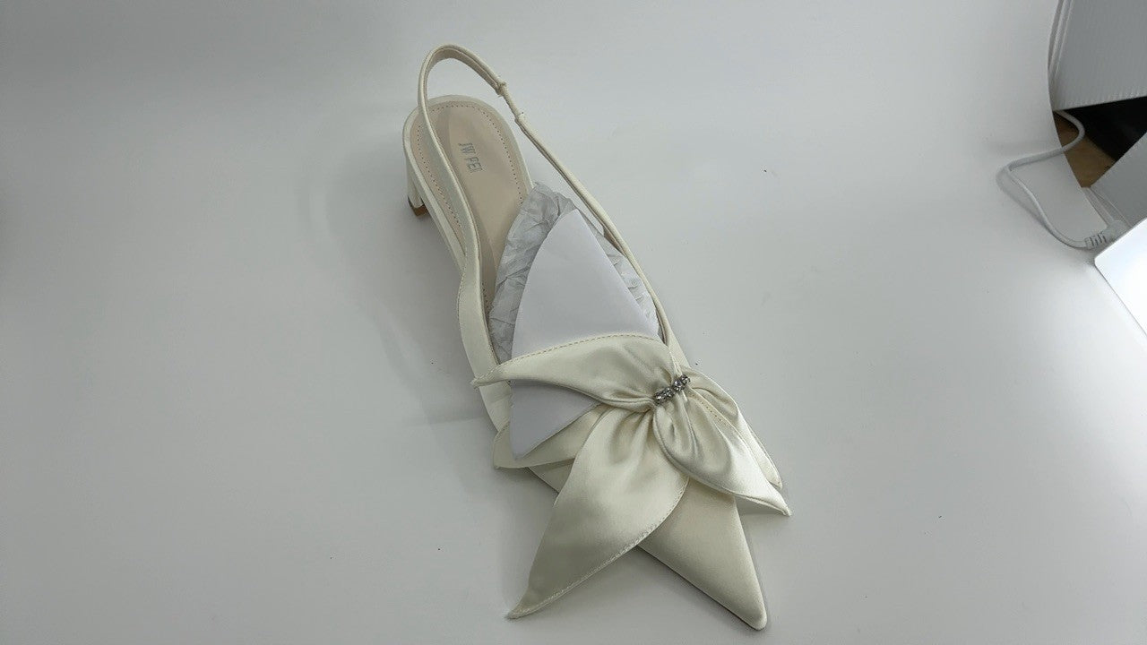 JW PEI Women's Queena Floral Appliques Slingback Pumps - Ivory White, 6.5