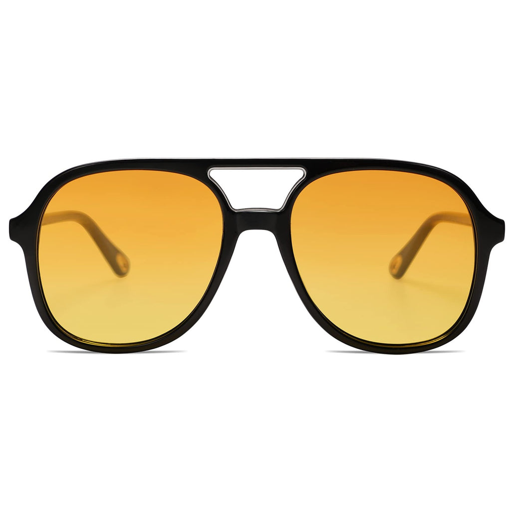 SOJOS Retro Polarized Aviator Sunglasses SJ2174 Black/Yellow Tint