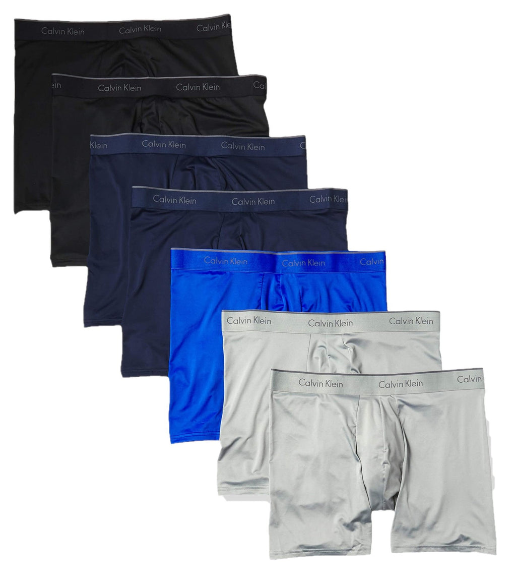 7-Pack Men's Boxer Briefs, Micro Stretch, X-Large, 2 Black, 2 Blue, 2 Grey