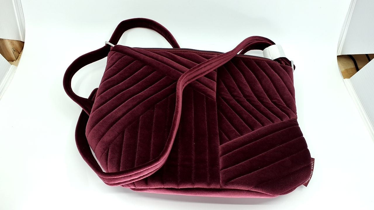 Vera Bradley Velvet Bucket Crossbody Purse, Raisin