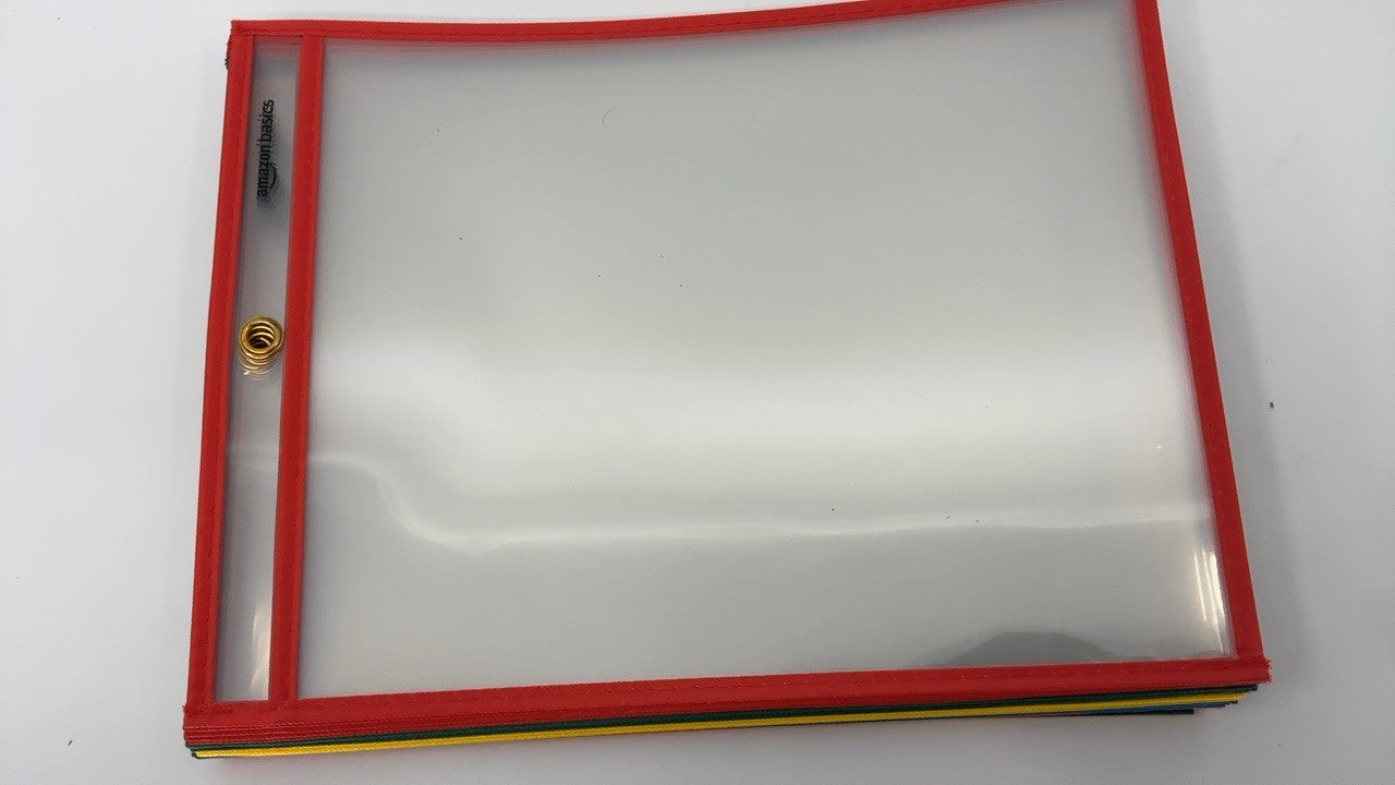 Dry Erase Ticket Holder Pockets 8.5X11, 25-Pack, Multicolored Edges
