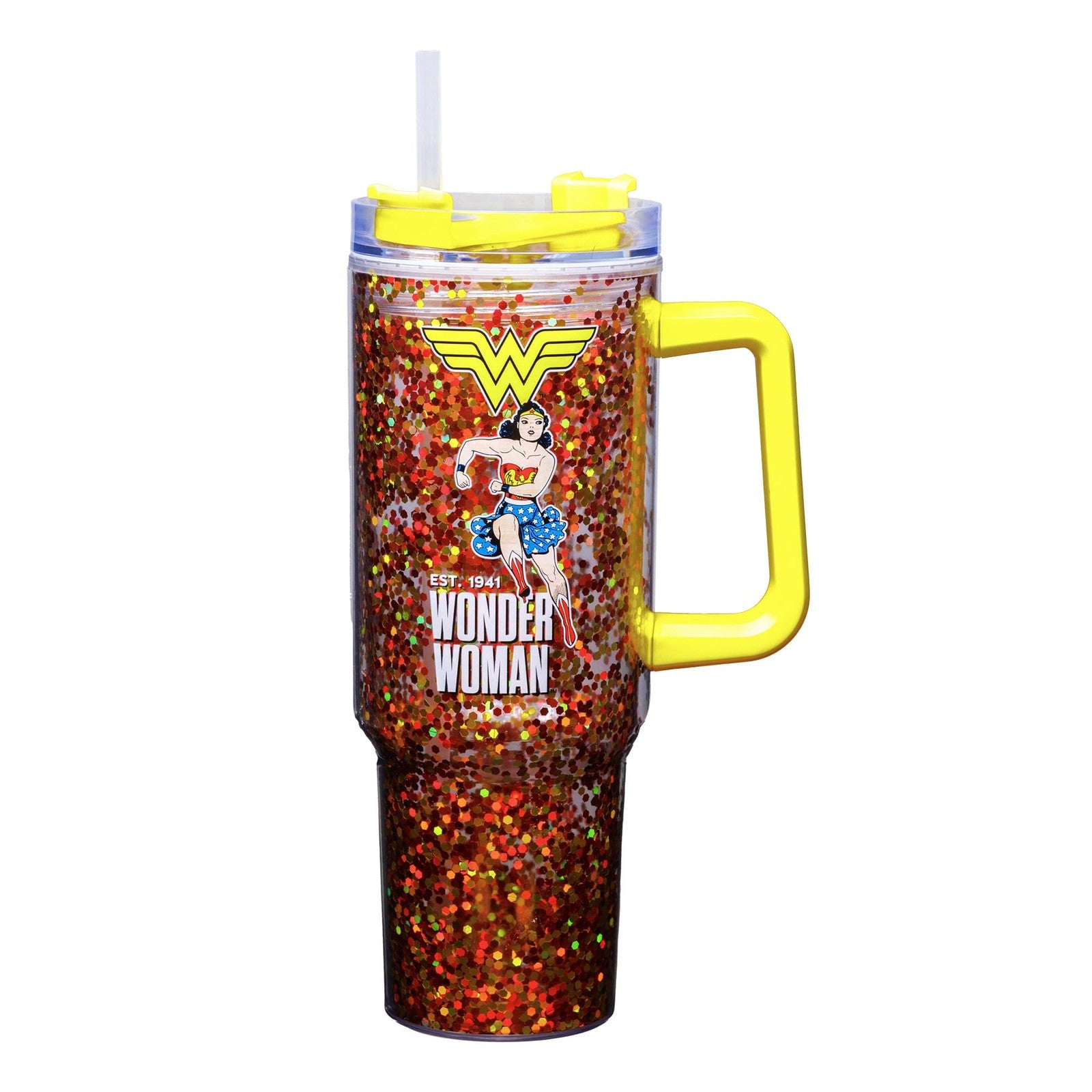 Wonder Woman 40oz Acrylic Travel Mug w/ Sliding Lock Lid & Straw