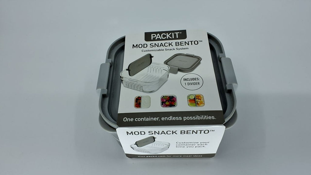 PackIt Mod Snack Bento Food Storage, Steel Gray, Microwavable & Dishwasher Safe