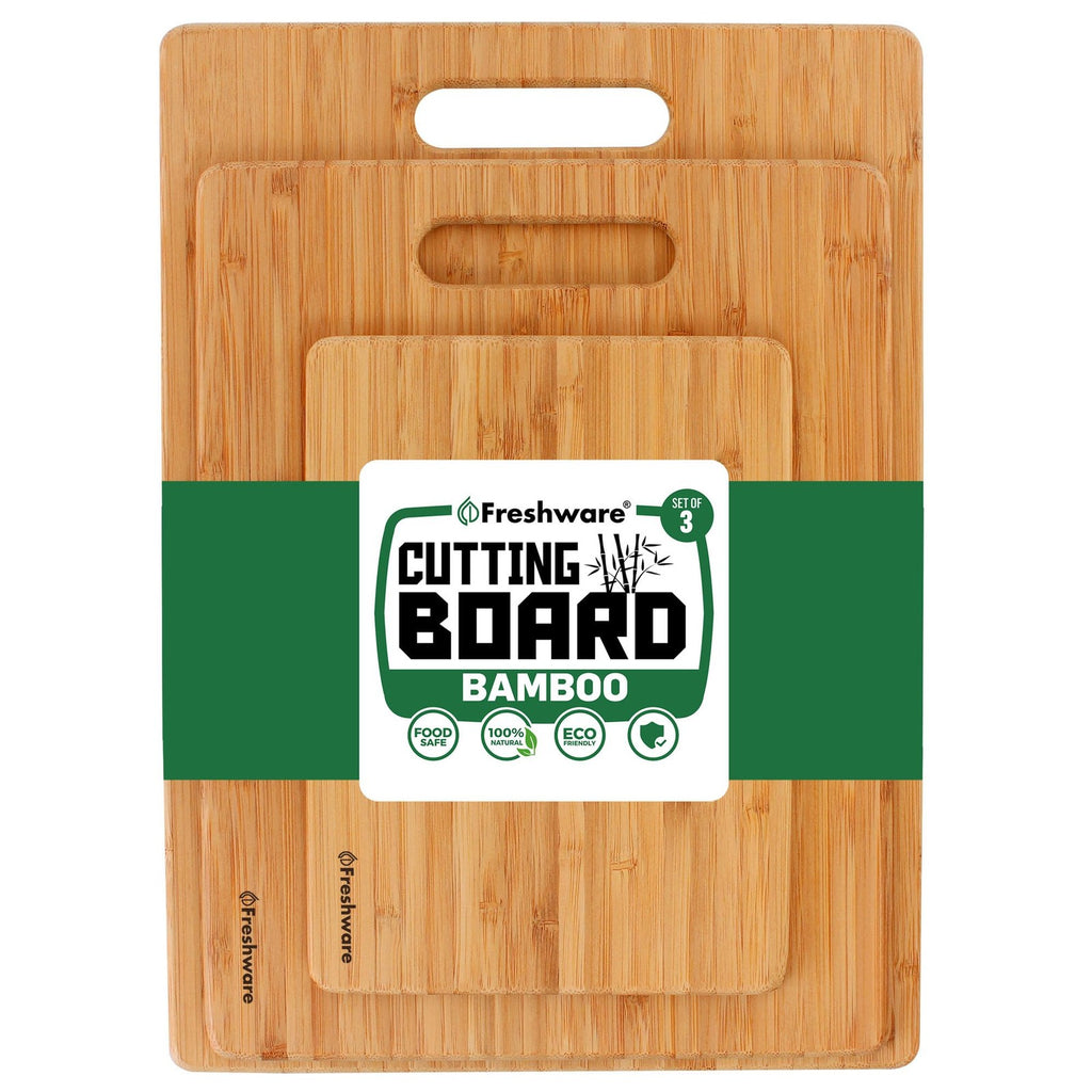 3-Piece Bamboo Cutting Board Set, Kitchen Boards for Meat & Vegetable Prep