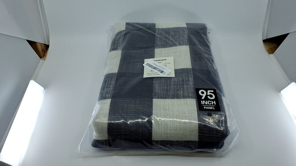Farmhouse Buffalo-Check Blackout Curtain 52x95 Black Rod Pocket Panel