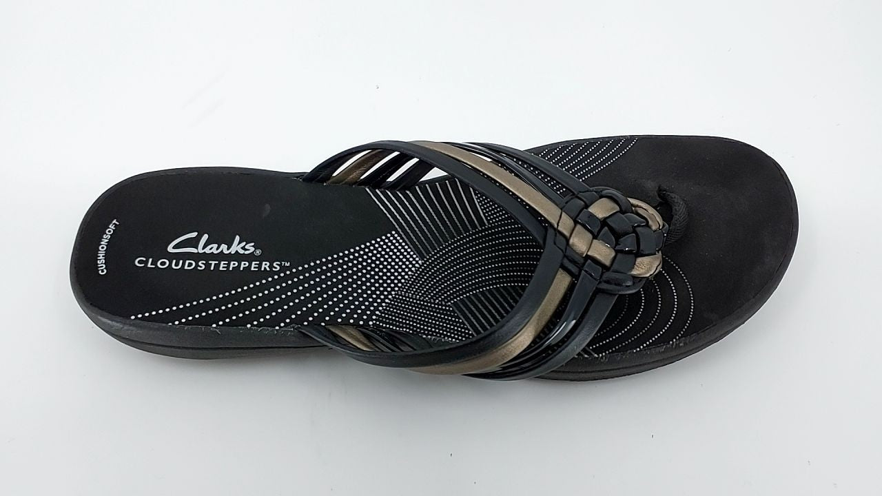 Clarks Women's Breeze Coral Flip-Flop, Black Combi, 9 Medium US