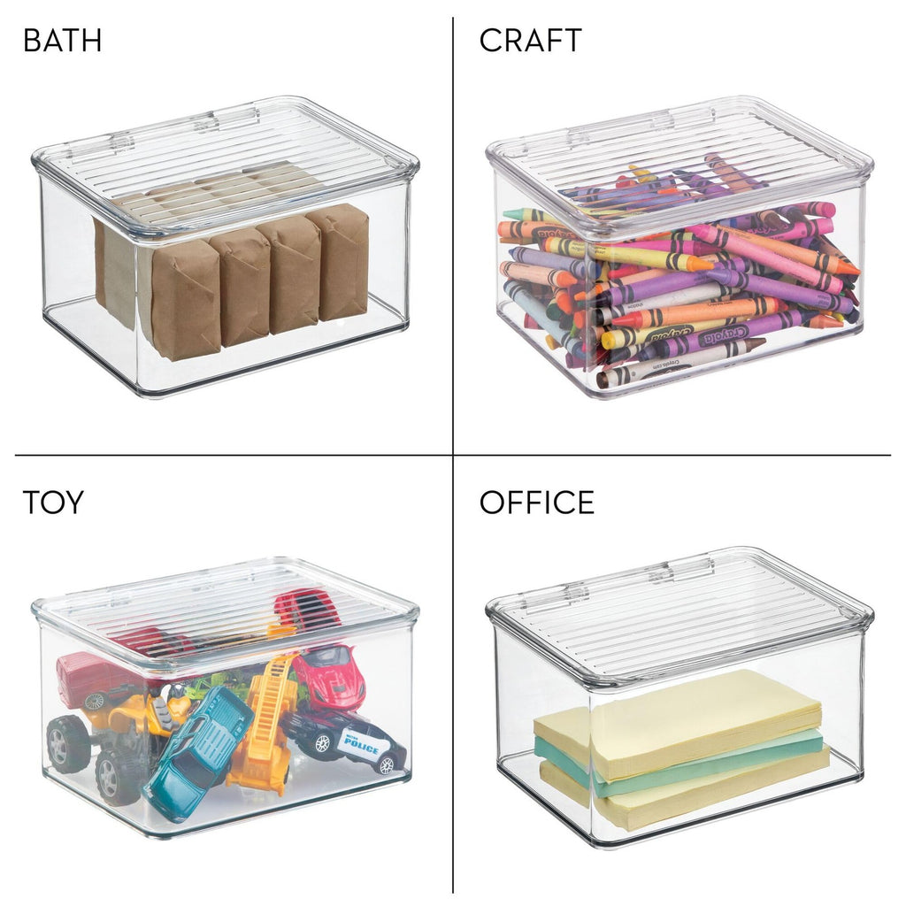 Recycled Plastic Fridge Organizer Bin w/ Lid 6.75x5.75x3.75