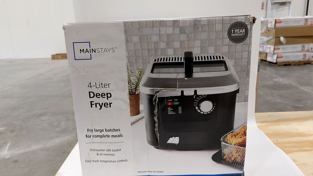 Mainstays 4L Electric Deep Fryer, Matte Black, Stainless Lid