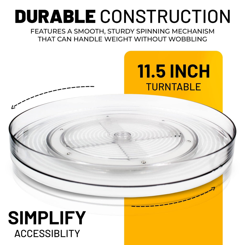 Heavy Duty 11.5 In Lazy Susan - Clear Plastic Organizer for Kitchen & Bath