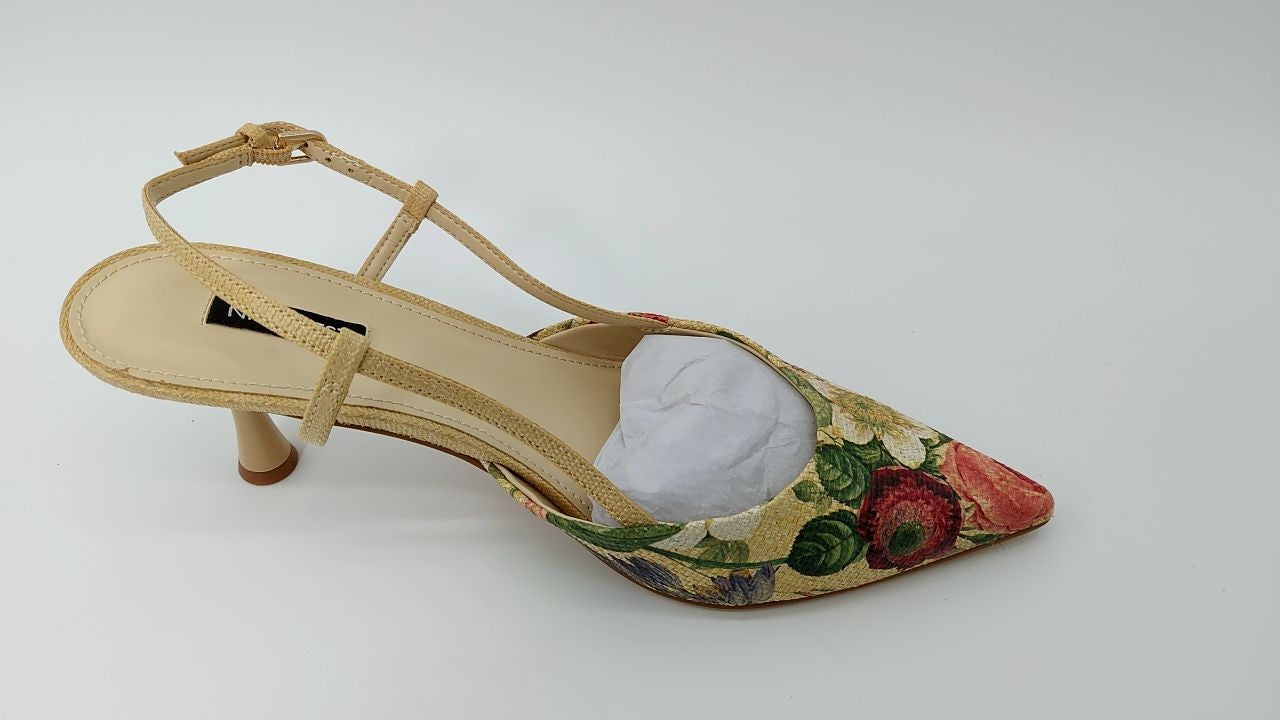 Nine West Women's Rhonda Pump, Natural Vintage Floral Multi 140, 10