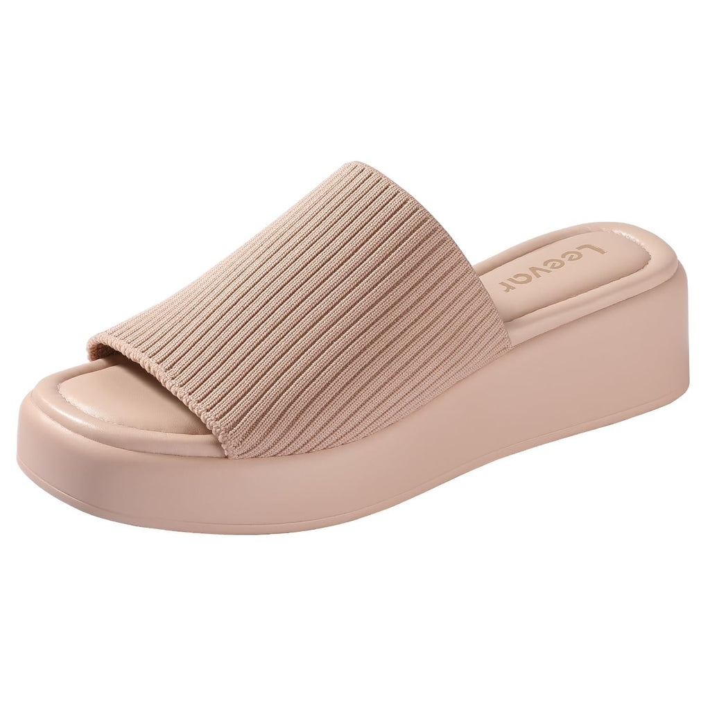 Comfy Pink Platform Slides W/ Soft Foam, Size 6 - Women's Backless Sandals
