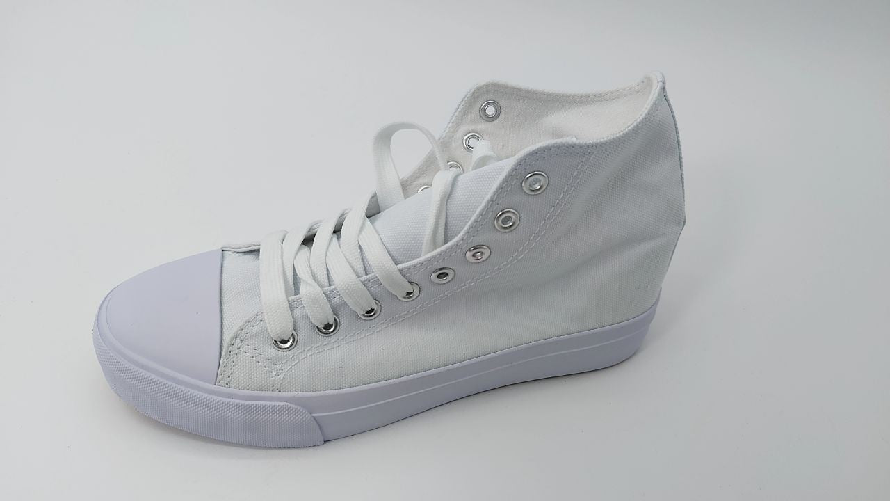 Womens Casual Tennis Walking Shoes High Top Canvas White 7.5