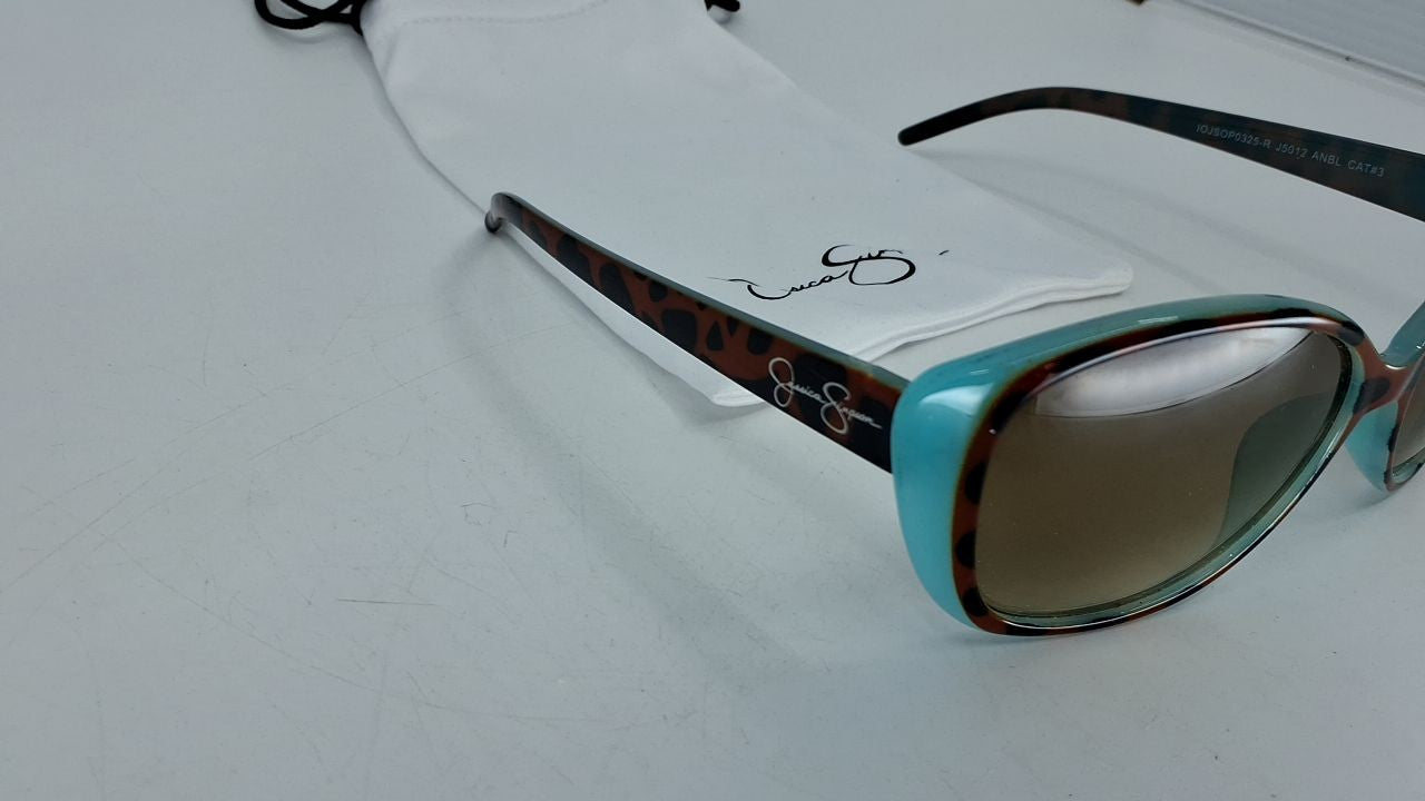 Jessica Simpson Women's Cat Eye Sunglasses, UV400, 56mm, Animal & Blue