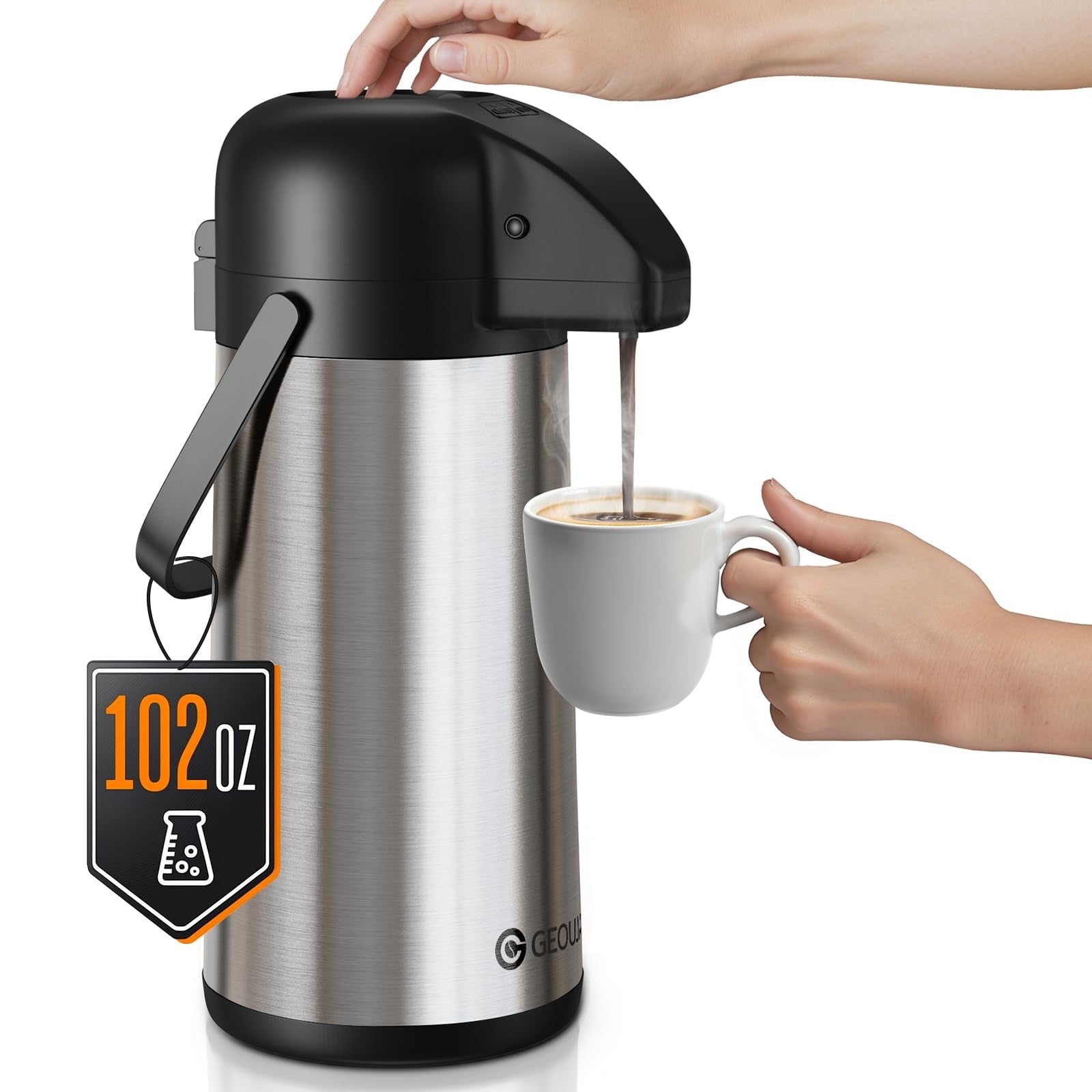 Insulated 102 Oz Coffee Carafe - Stainless Steel Thermal Beverage Dispenser