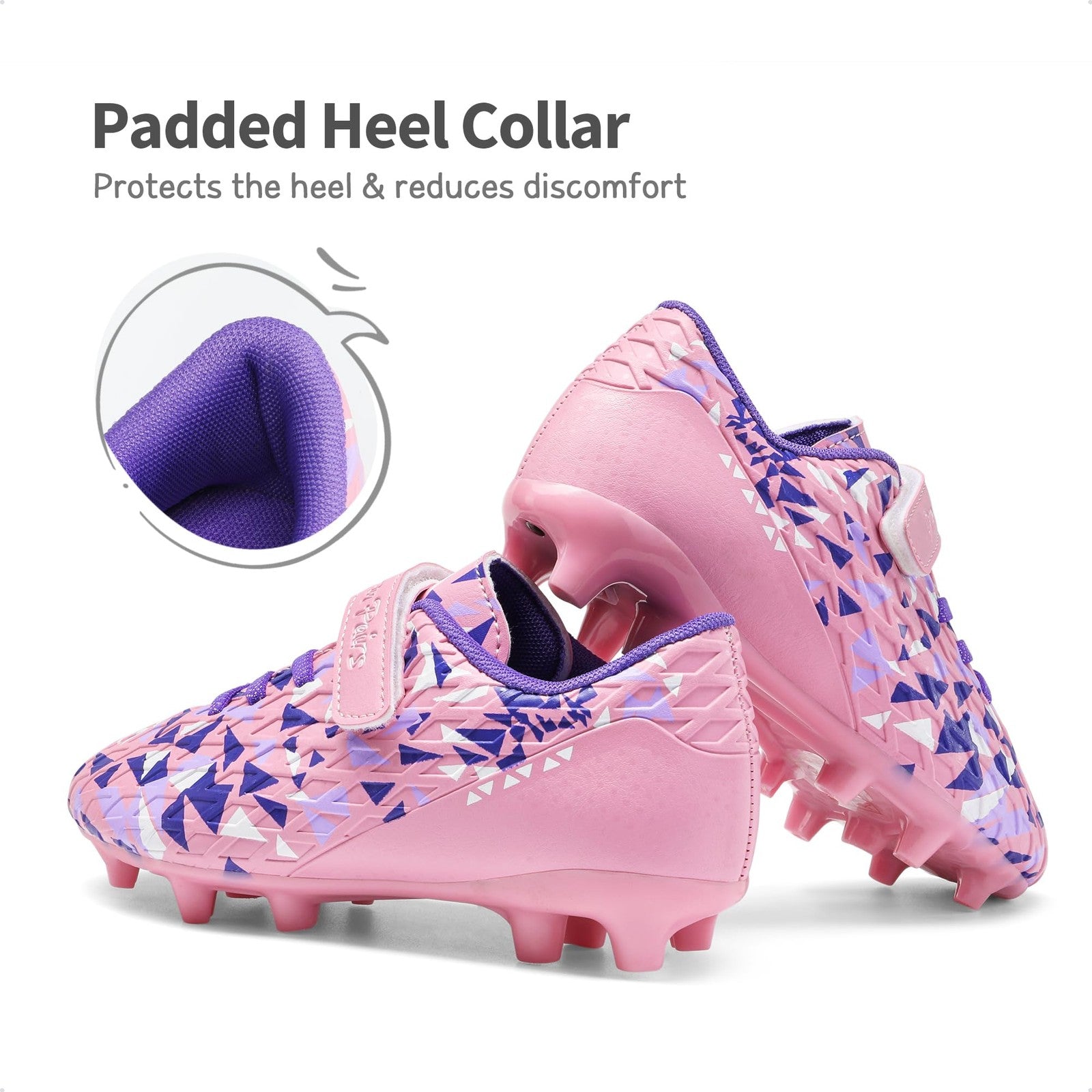 DREAM PAIRS Soccer Cleats Kids Size 8 Toddler Pink/Purple Football Shoes