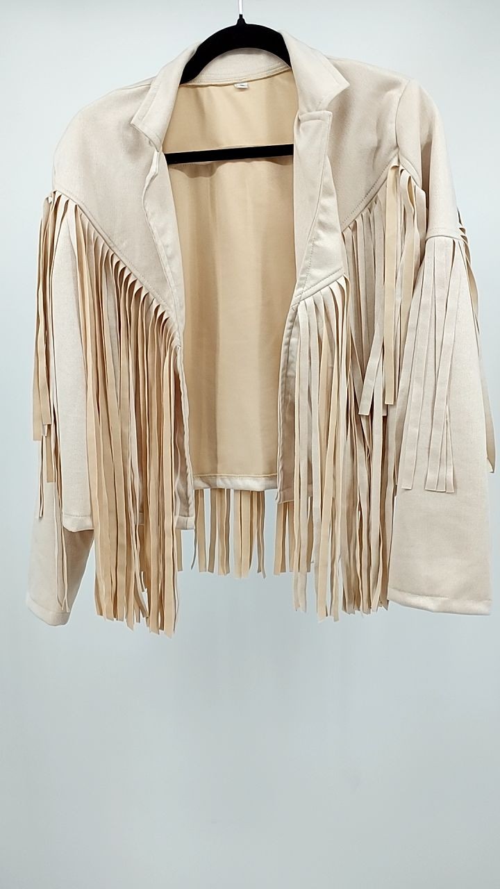 Fringe Open Front Cropped Jacket