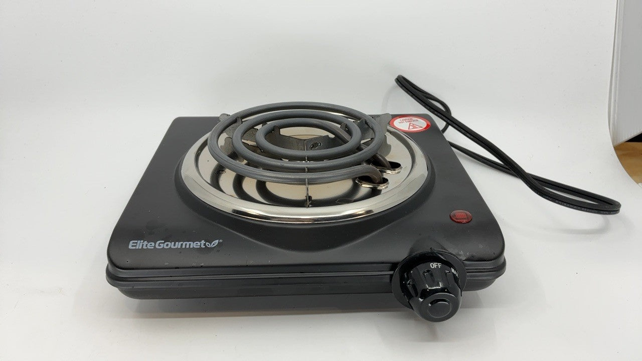 Coiled Electric Hot Plate, Elite Gourmet ESB100B, Black, Temperature Control