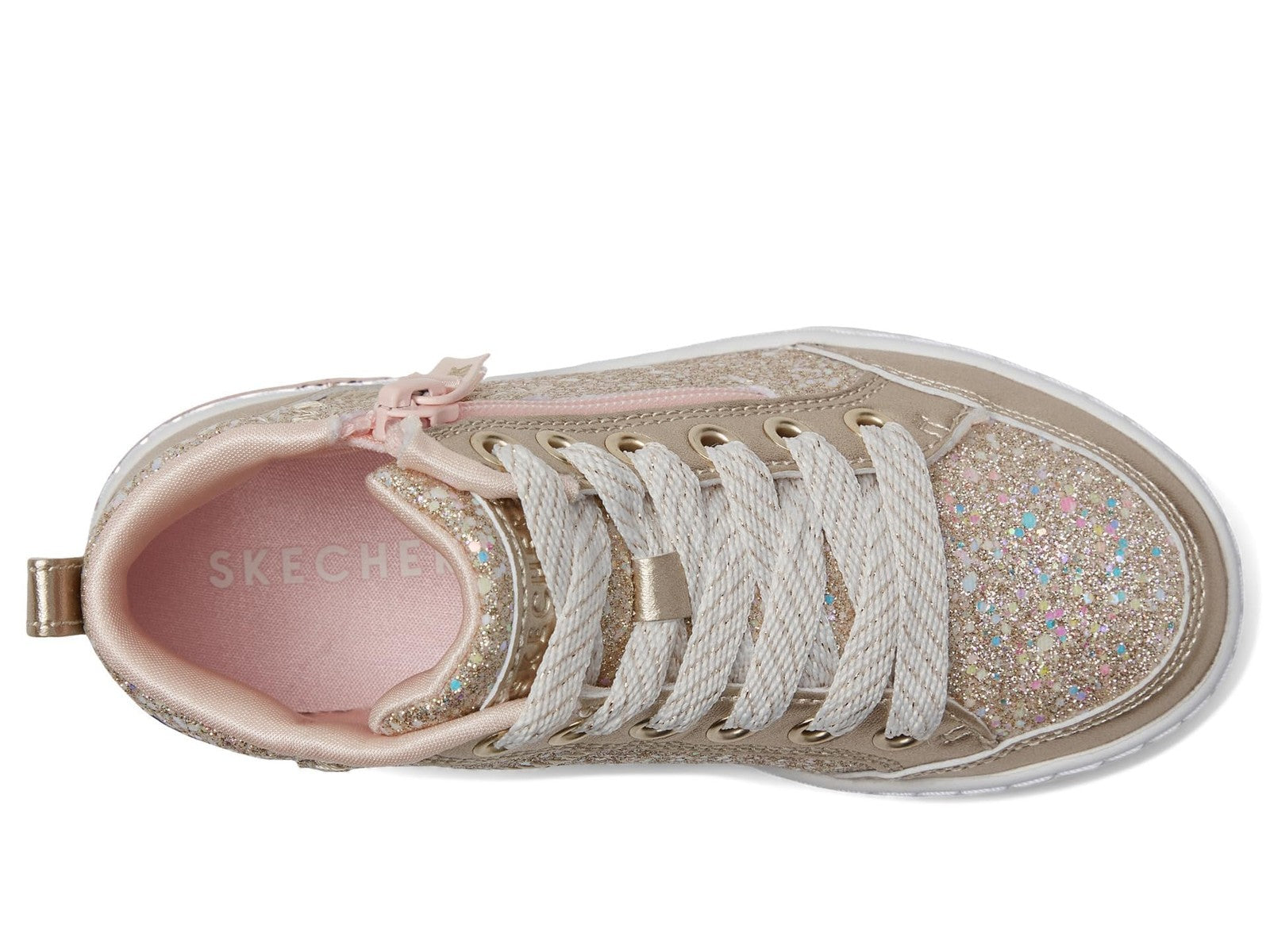 Skechers Kids Girls Shoutouts 2.0-Glitter Queen Sneaker, Gold, 4 Big Kid