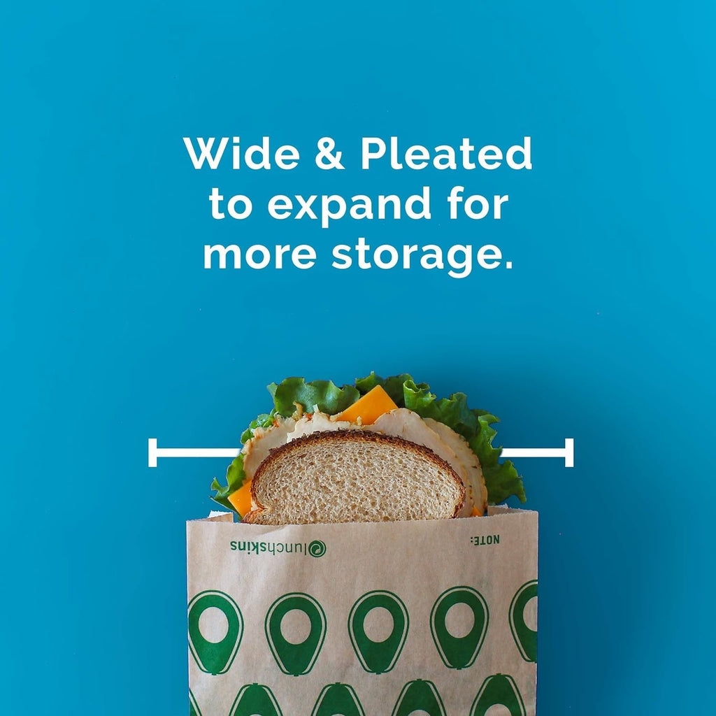 50 Count Compostable Sandwich Bags - Avocado Design, Eco-Friendly