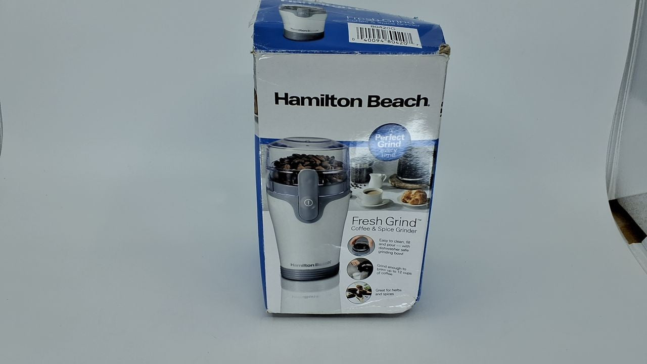 Electric Coffee Grinder for Beans & Spices, 12 Cups, White, Stainless Steel