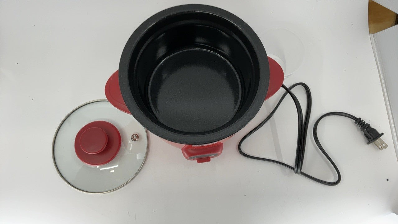 Compact DASH Mini Rice Cooker 0.5 Qt Red w/ Nonstick Pot & Recipe Guide