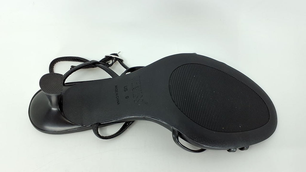 Comfortable Black Kitten Heels, Size 9, Strappy Sandals for Dressy Occasions