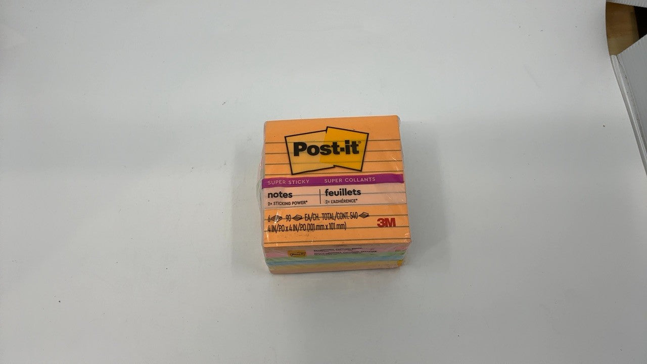Post-it Super Sticky Notes, 4x4 in, 6 Pads, Ideal for Vertical Surfaces