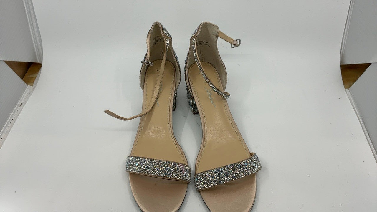 Betsey Johnson Blue Women's Mari Heeled Sandal, Champagne, 12 M US