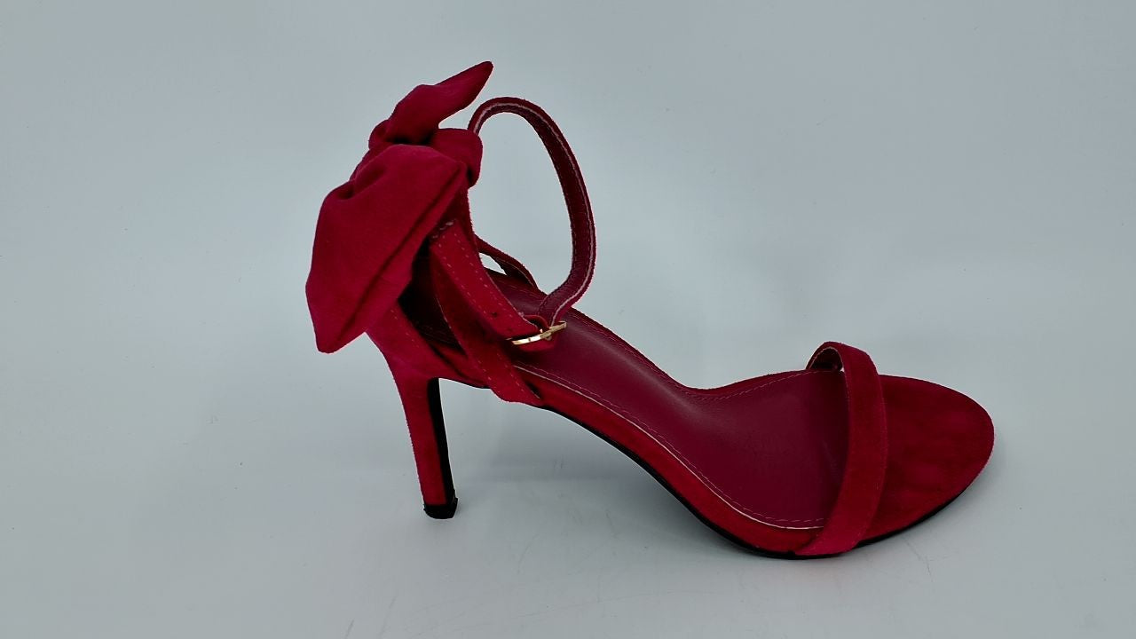 Coutgo Womens Stiletto Heels, Ankle Strap Sandals, Rosy Red, Size 5.5