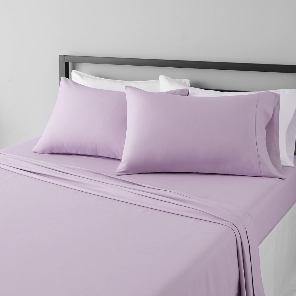 Soft Microfiber 4 Piece Sheet Set, Queen, 14 In Deep Pocket, Frosted Lavender