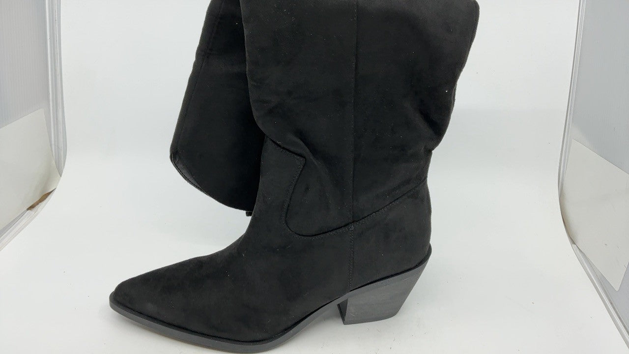 Black Suede Knee High Boots Size 8 Women's Western Cowboy Style