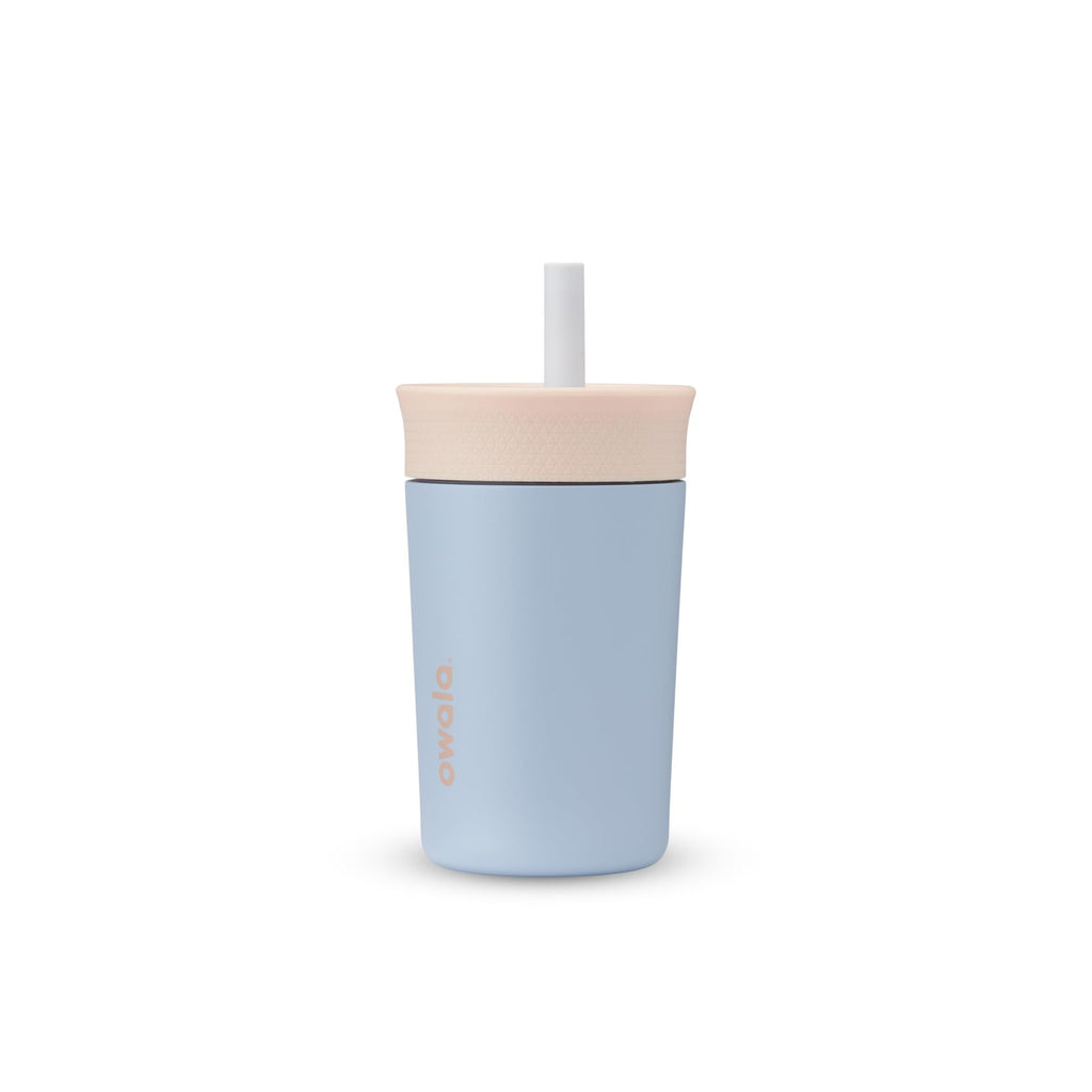 Owala 12 Oz Kids Stainless Steel Tumbler Tan & Blue, Spill Resistant